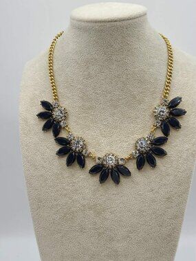 J Crew Black Clear Crystal Necklace